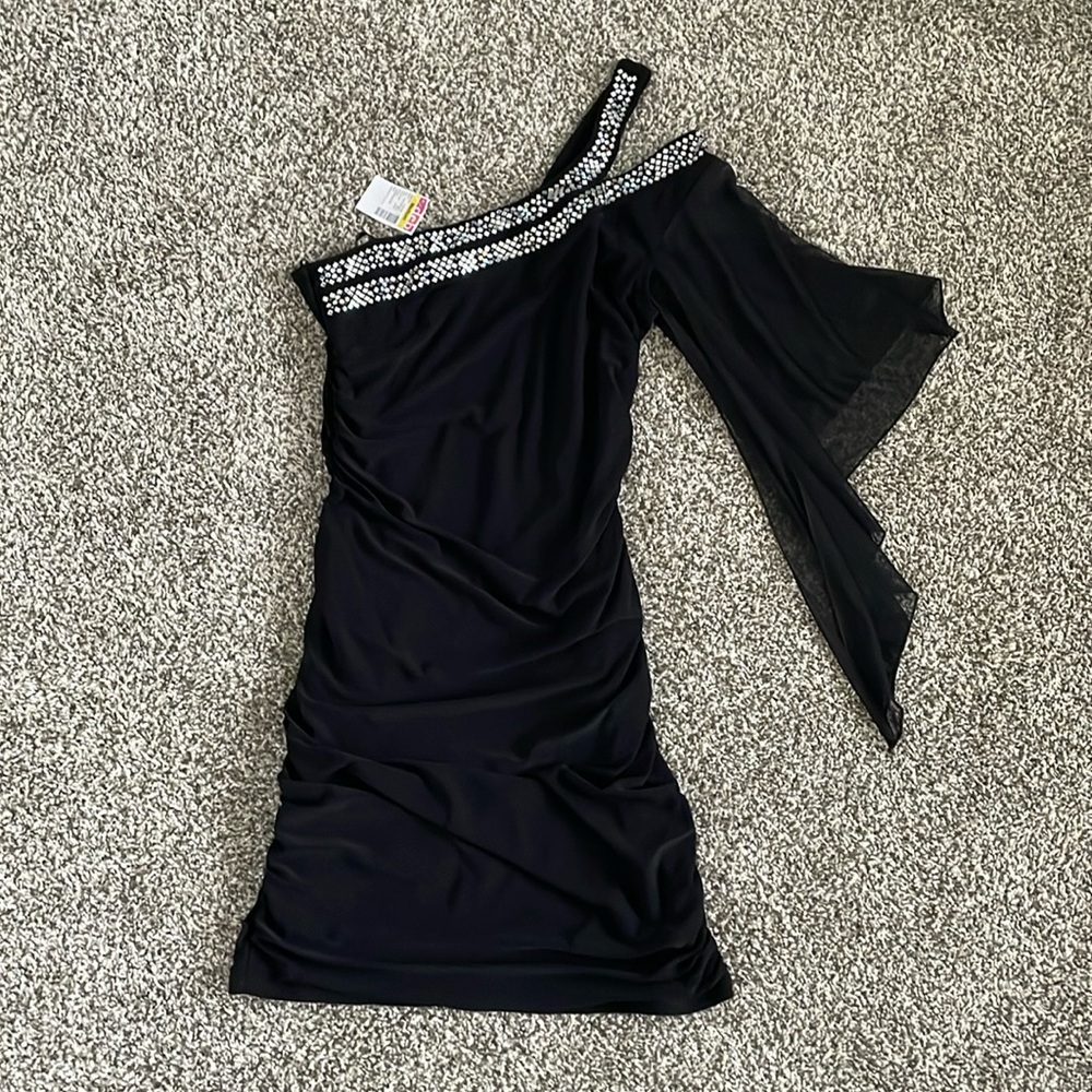 One shoulder bling cocktail dress juniors size M new